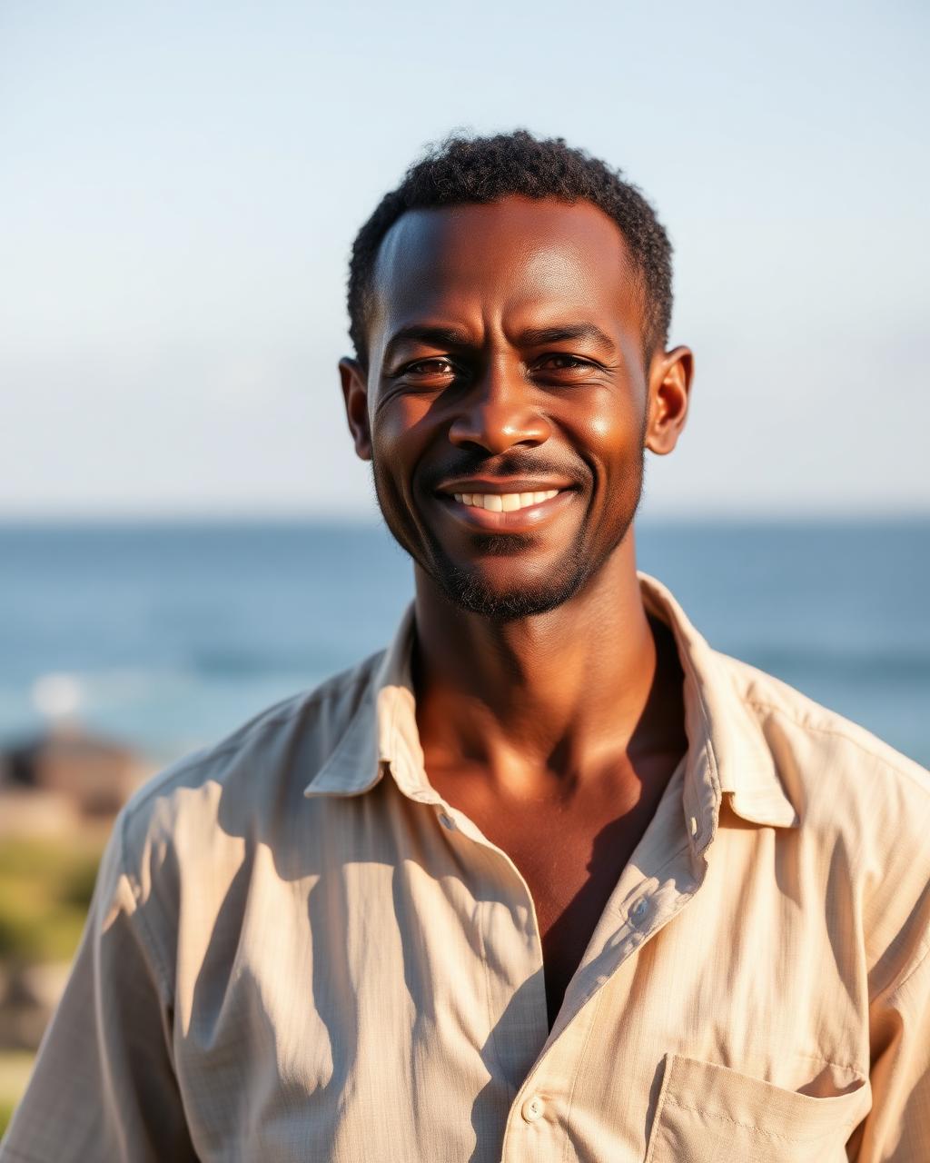 Adam, local Zanzibari guide and founder of Adam Zanzibar Tours, photographed by the coast